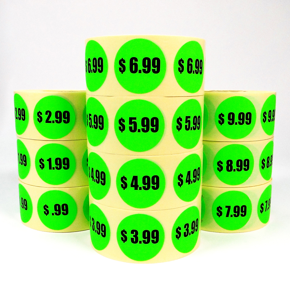 1000 Labels 1.5 Round Bright Red $1.39 Pricing Price Point Retail Stickers 1 Roll 